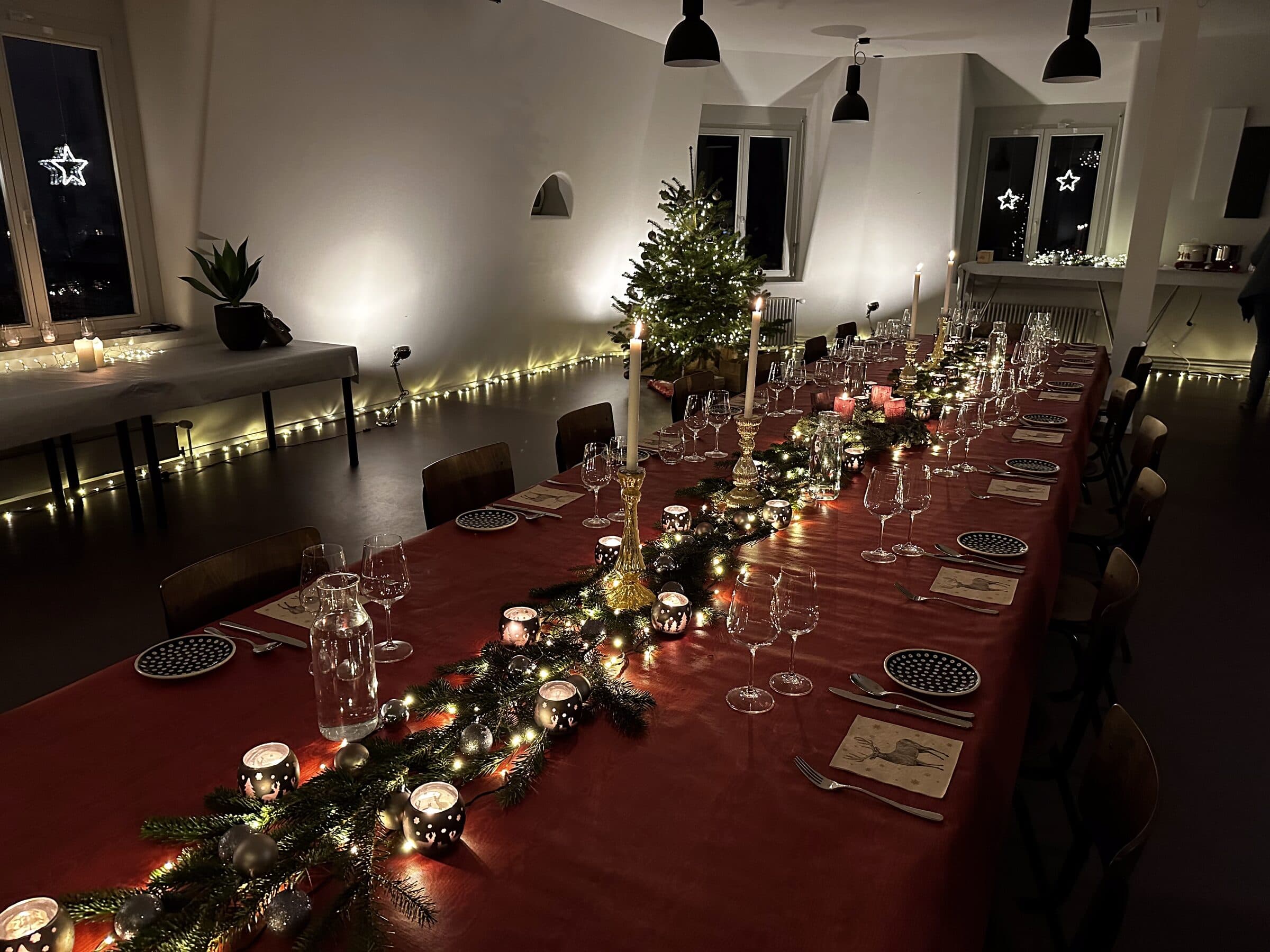 Festive dinner event at night